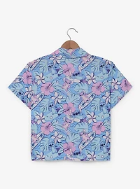 Disney Lilo & Stitch Tropical Allover Print Women's Cropped Woven Button-Up - BoxLunch Exclusive