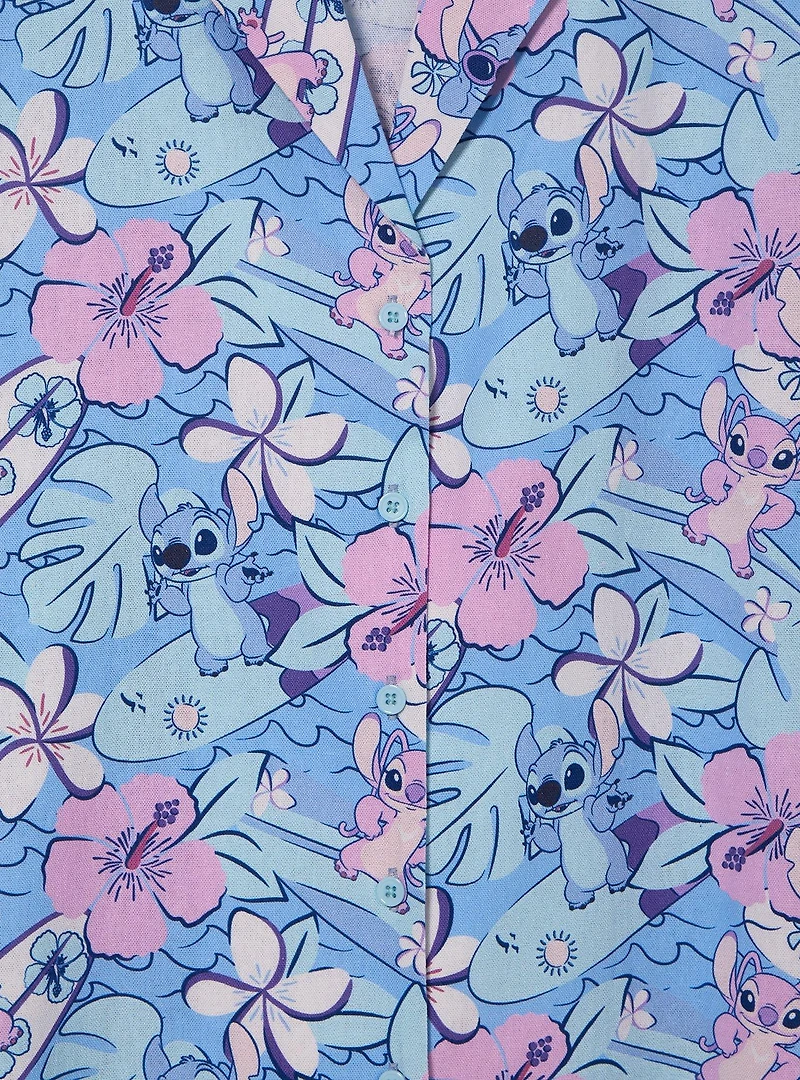 Disney Lilo & Stitch Tropical Allover Print Women's Cropped Woven Button-Up - BoxLunch Exclusive