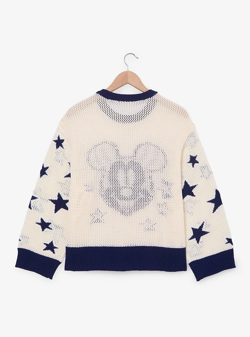 Disney Mickey Mouse Tonal Blue Open Knit Women's Plus Sweater - BoxLunch Exclusive