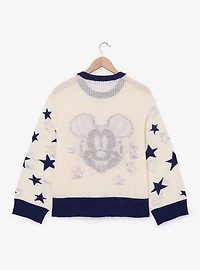 Disney Mickey Mouse Tonal Blue Open Knit Women's Plus Sweater - BoxLunch Exclusive