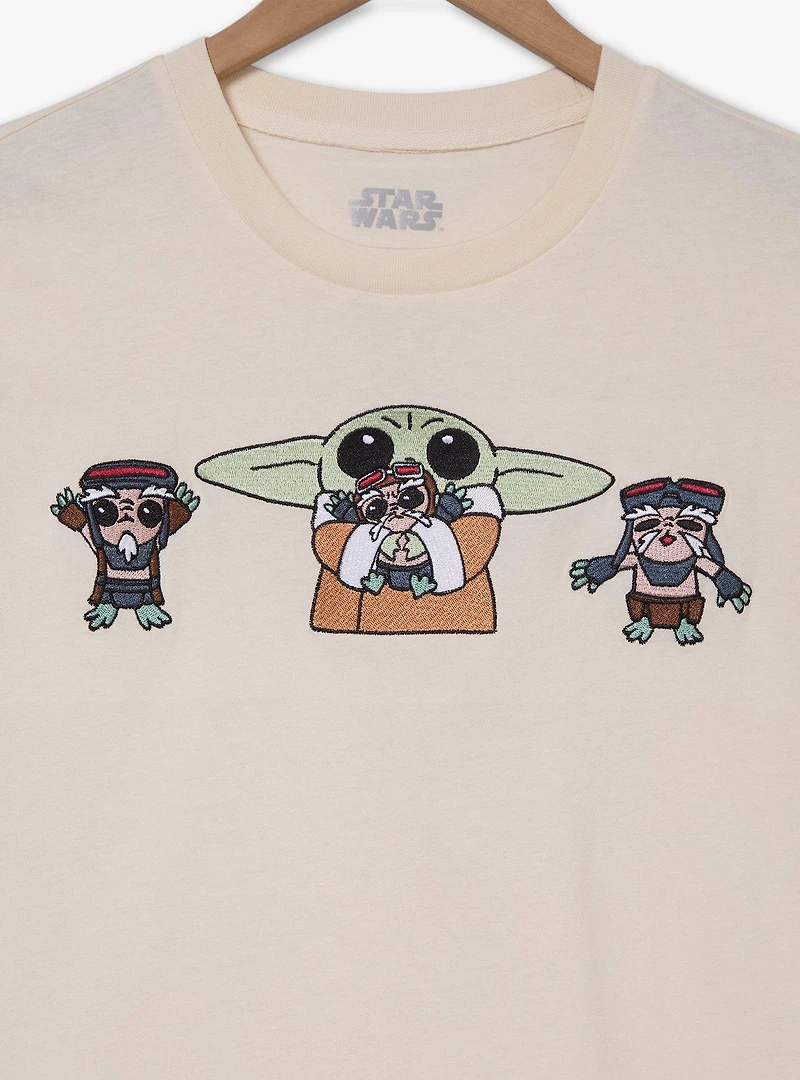 Star Wars The Mandalorian Grogu & Friends Embroidered Women's Plus T-Shirt — BoxLunch Exclusive