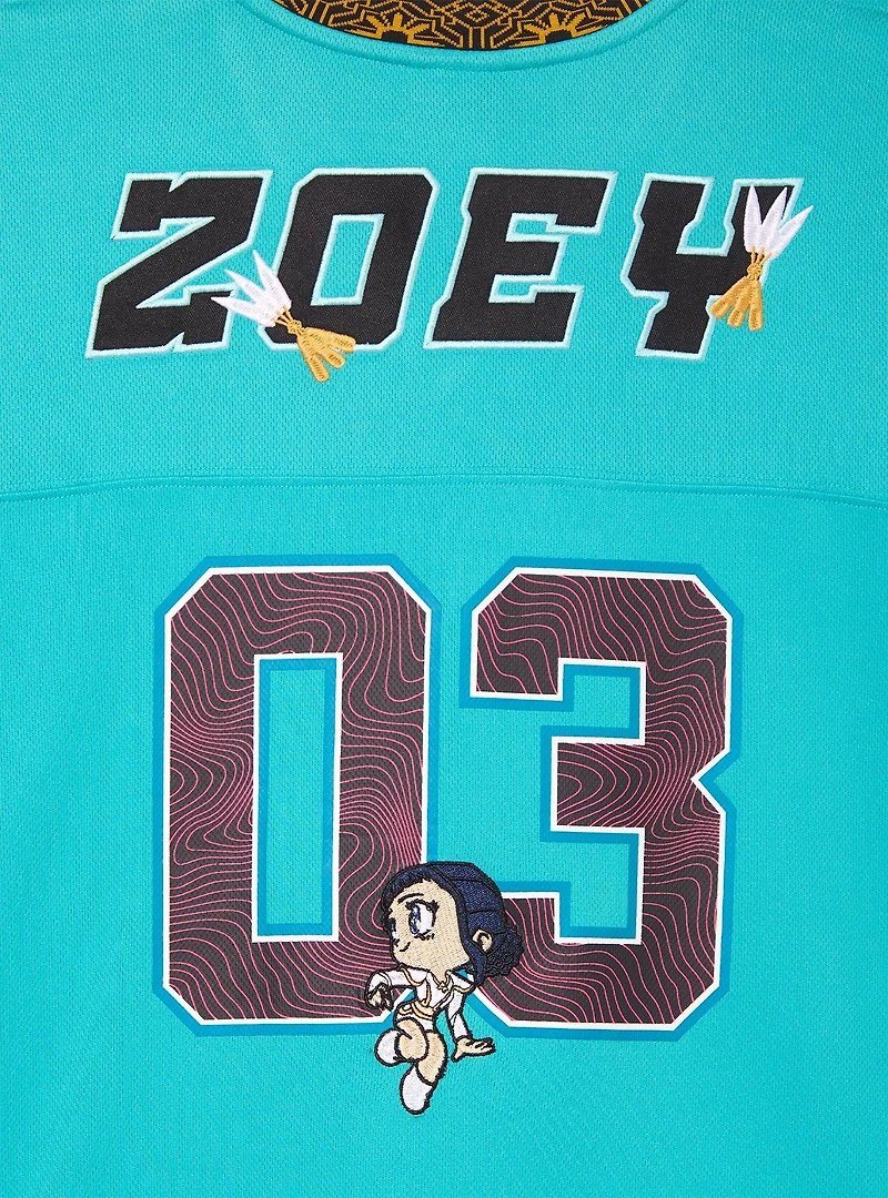 KPop Demon Hunters Zoey Women's Plus Cropped Football Jersey - BoxLunch Exclusive