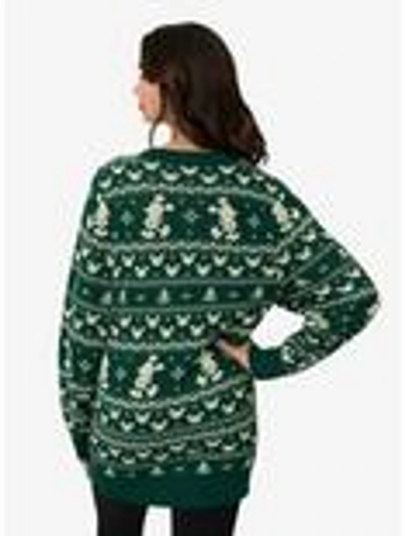 Disney Holiday Collection by Unique Vintage Green Winter Mickey Fair Isle Cardigan
