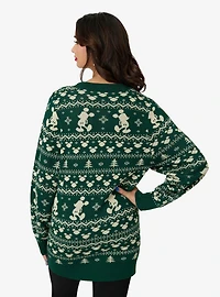 Disney Holiday Collection by Unique Vintage Green Winter Mickey Fair Isle Cardigan