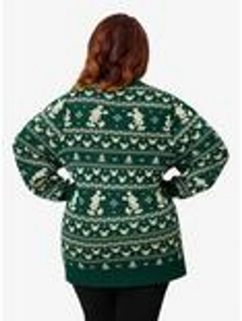 Disney Holiday Collection by Unique Vintage Plus Green Winter Mickey Fair Isle Cardigan