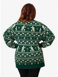Disney Holiday Collection by Unique Vintage Plus Green Winter Mickey Fair Isle Cardigan