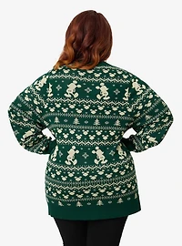 Disney Holiday Collection by Unique Vintage Plus Green Winter Mickey Fair Isle Cardigan