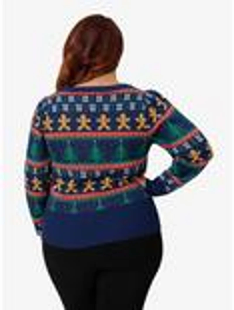 Unique Vintage Plus Navy & Gingerbread Men Fair Isle Sweater
