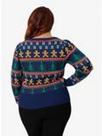 Unique Vintage Plus Navy & Gingerbread Men Fair Isle Sweater