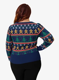 Unique Vintage Plus Navy & Gingerbread Men Fair Isle Sweater