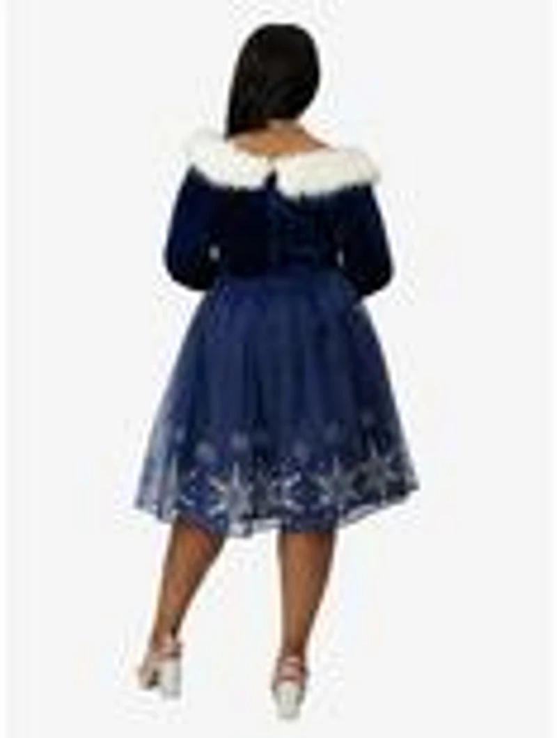 Disney's Frozen Collection by Unique Vintage Plus Blue Velvet & Glitter Snow Marceline Swing Dress