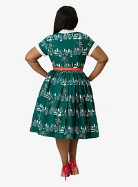 Disney Holiday Collection by Unique Vintage Plus Winnie The Pooh Belted Alexis Swing Dress