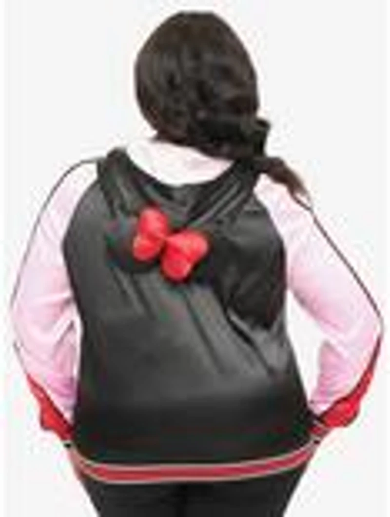 Disney Mickey & Friends Collection by Unique Vintage Plus Minnie Mouse Hooded Satin Bomber Jacket