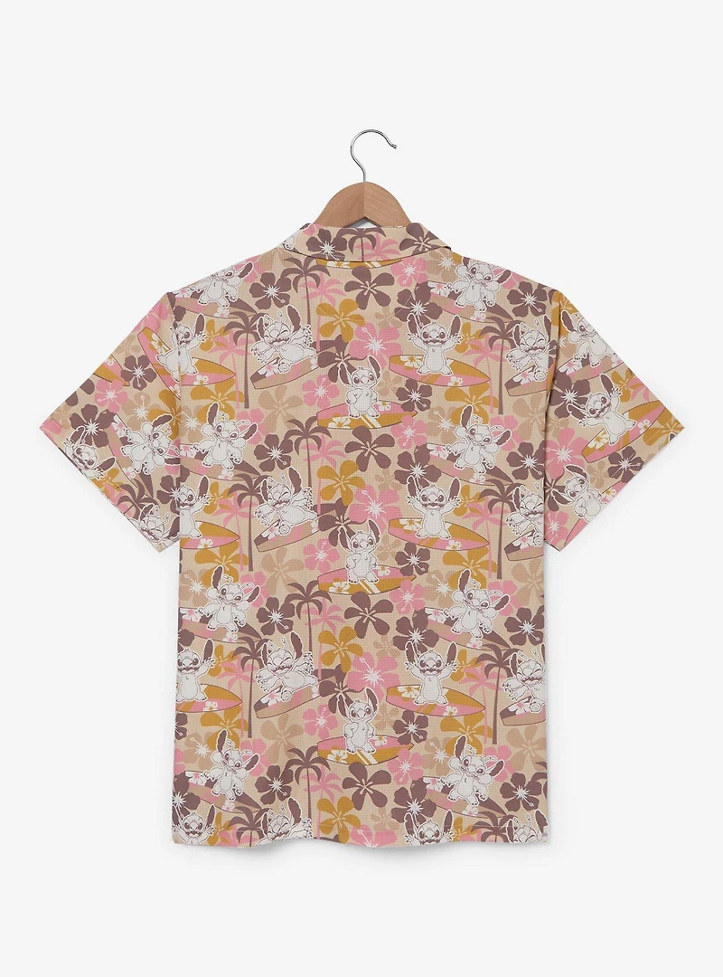 Disney Lilo & Stitch Floral Surfing Allover Print Woven Button-Up - BoxLunch Exclusive