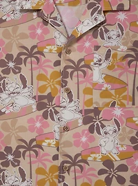 Disney Lilo & Stitch Floral Surfing Allover Print Woven Button-Up - BoxLunch Exclusive