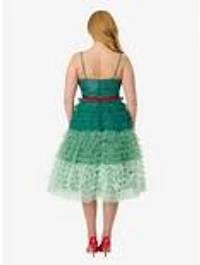 Unique Vintage Green Ombre Tulle Cupcake Swing Dress