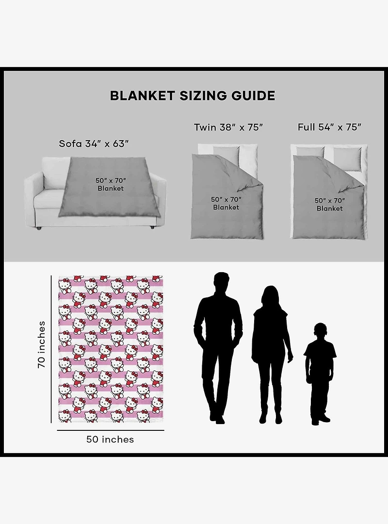 Hello Kitty Bow And Stripes Silk Touch Throw Blanket
