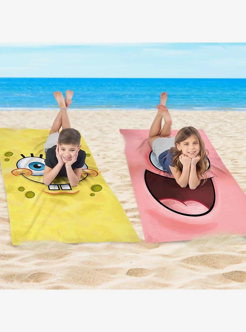 SpongeBob SquarePants Face + Patrick Face Beach Towel 2 Pack