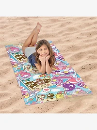 Hello Kitty & Friends Vacay Postcards Microfiber Beach Towel
