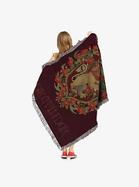 Harry Potter Floral Gryffindor Tapestry Throw Blanket