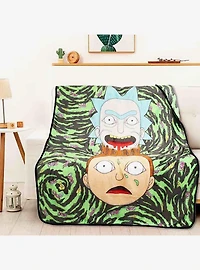 Rick and Morty Melt Together Micro Raschel Throw Blanket