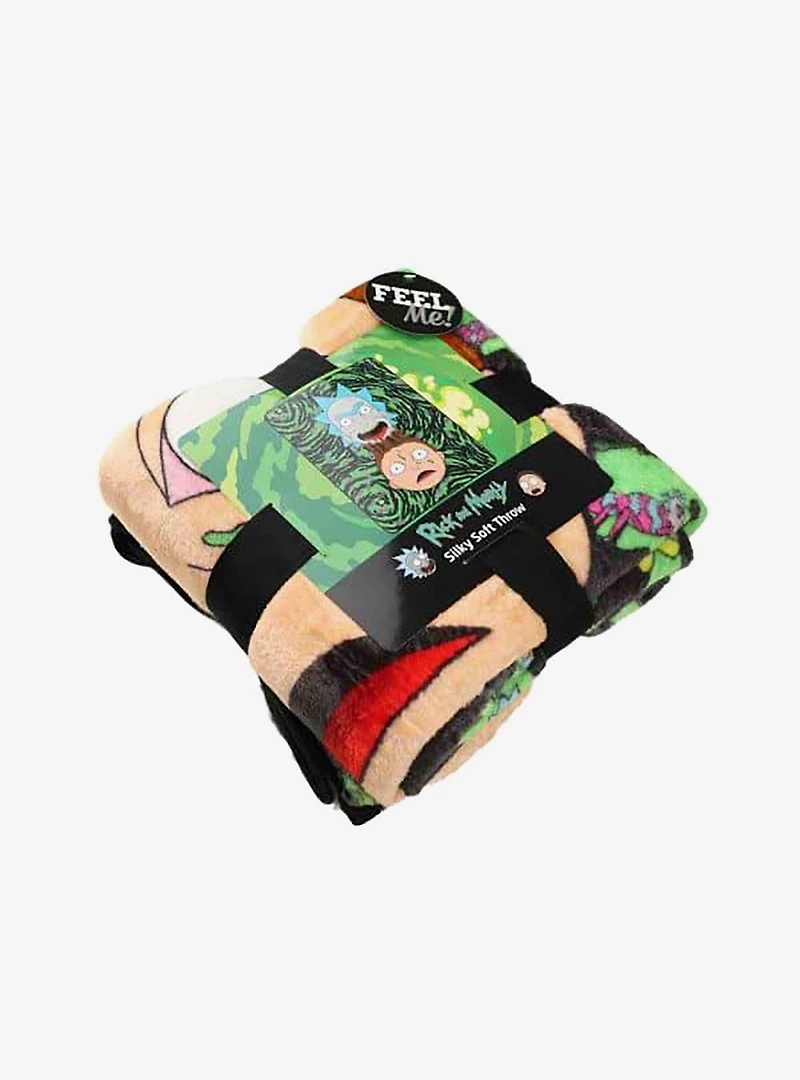 Rick and Morty Melt Together Micro Raschel Throw Blanket