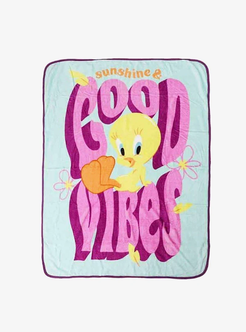 Looney Tunes Good Vibes Micro Raschel Throw Blanket