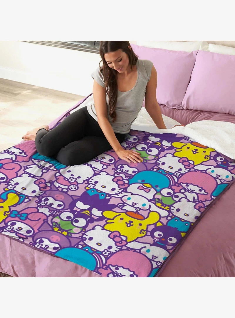 Hello Kitty Peace and Love Silk Touch Sherpa Throw Blanket