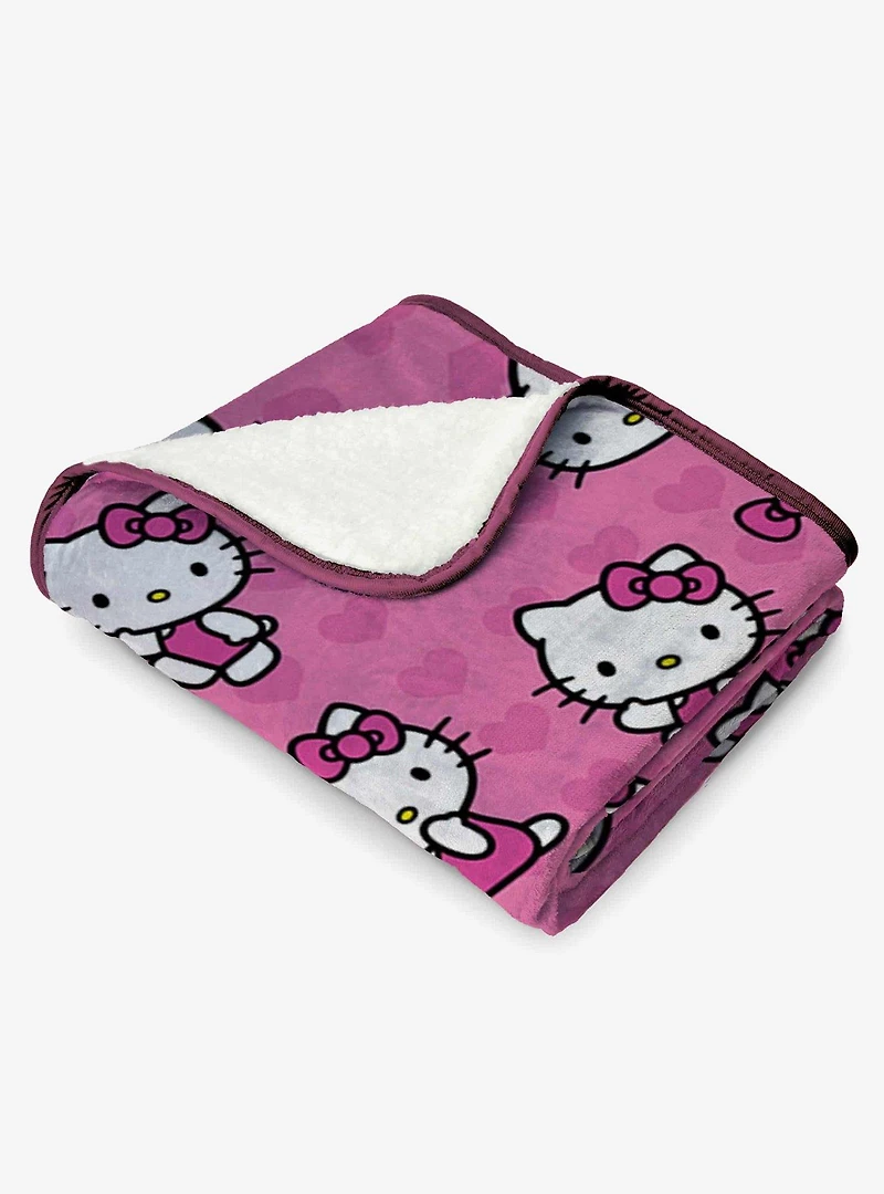Hello Kitty I Love Pink Silk Touch Sherpa Throw Blanket