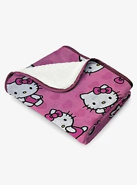 Hello Kitty I Love Pink Silk Touch Sherpa Throw Blanket