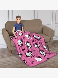 Hello Kitty I Love Pink Silk Touch Sherpa Throw Blanket