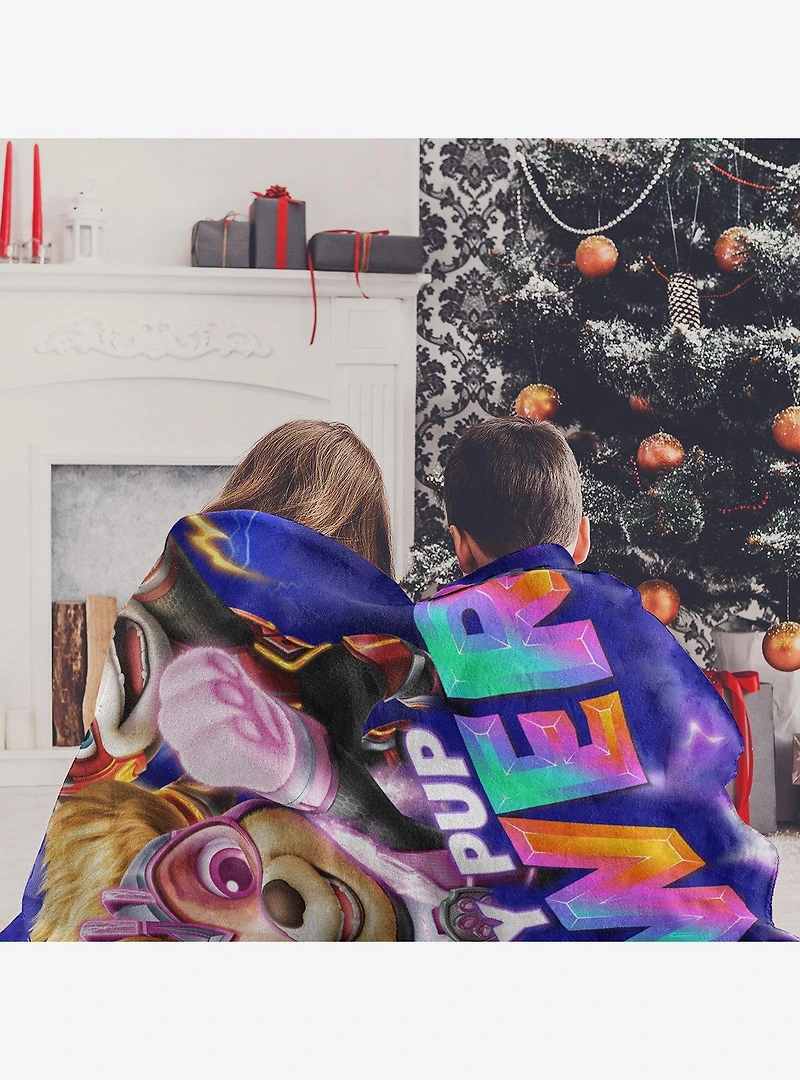 Paw Patrol Mov Mighty Trio Silk Touch Sherpa Throw Blanket