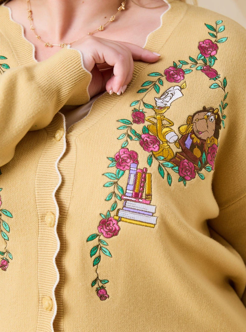 Disney Beauty and the Beast Rose Women's Plus Scalloped Cardigan — BoxLunch Exclusive