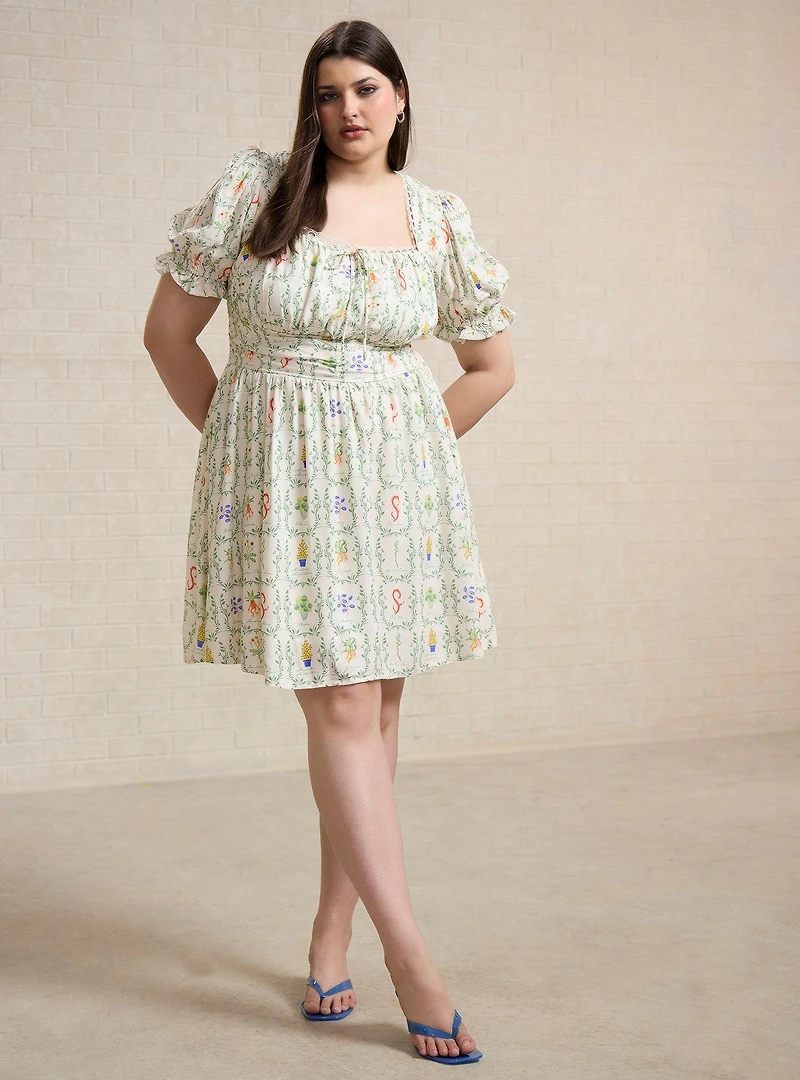 Harry Potter Herbology Plants Allover Print Plus Dress - BoxLunch Exclusive