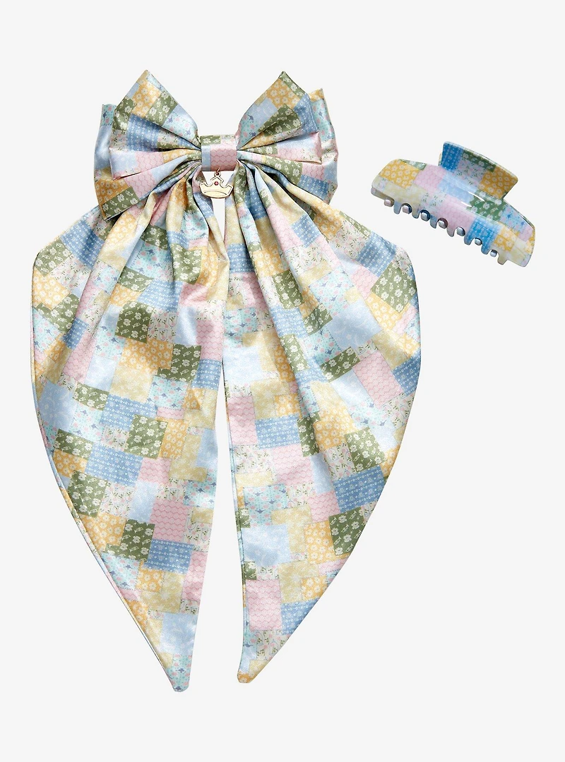 Disney Princess Patchwork Quilt Hair Bow & Claw Clip Set — BoxLunch Exclusive