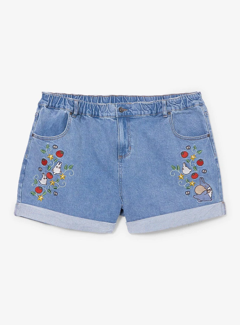 Studio Ghibli® My Neighbor Totoro Veggies Embroidered Women's Plus High Waisted Shorts - BoxLunch Exclusive