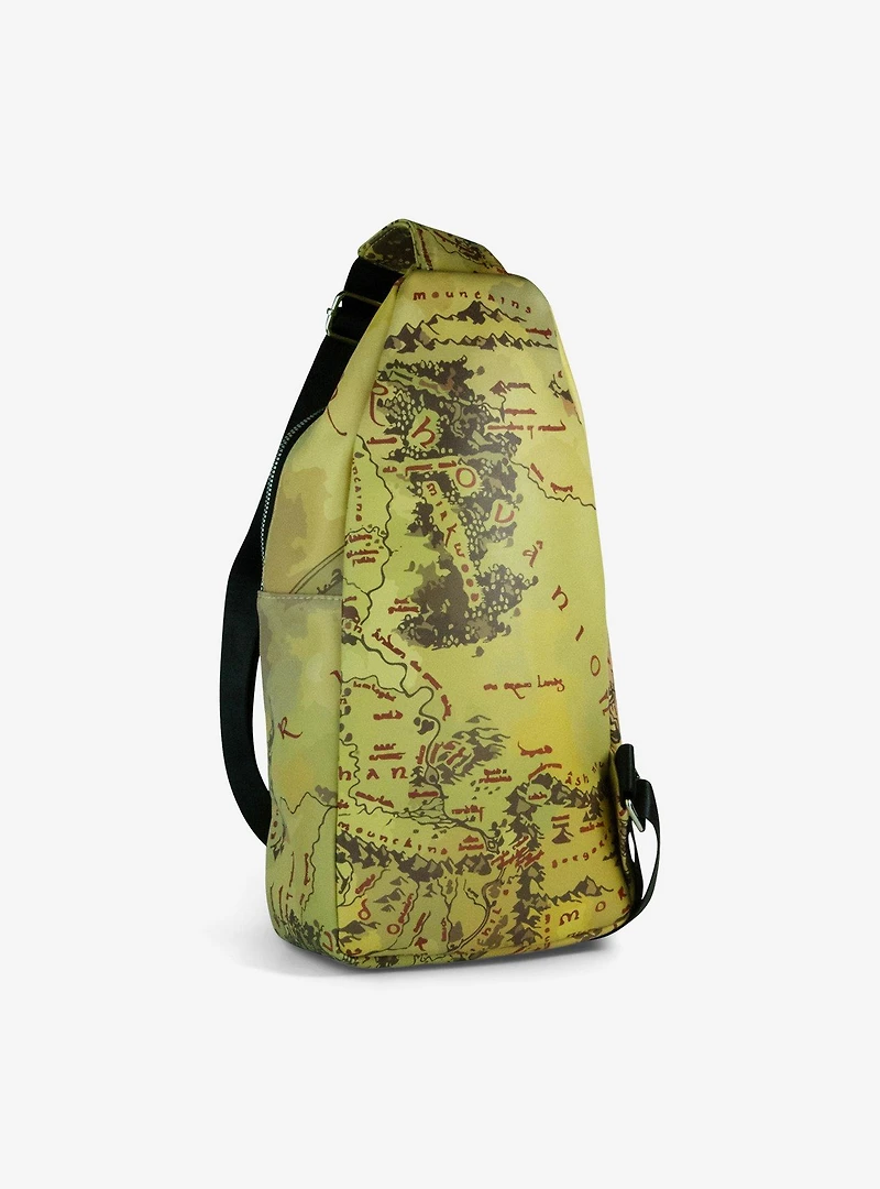The Lord of the Rings Middle Earth Text and Map Print Crossbody Sling Bag