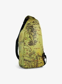 The Lord of the Rings Middle Earth Text and Map Print Crossbody Sling Bag