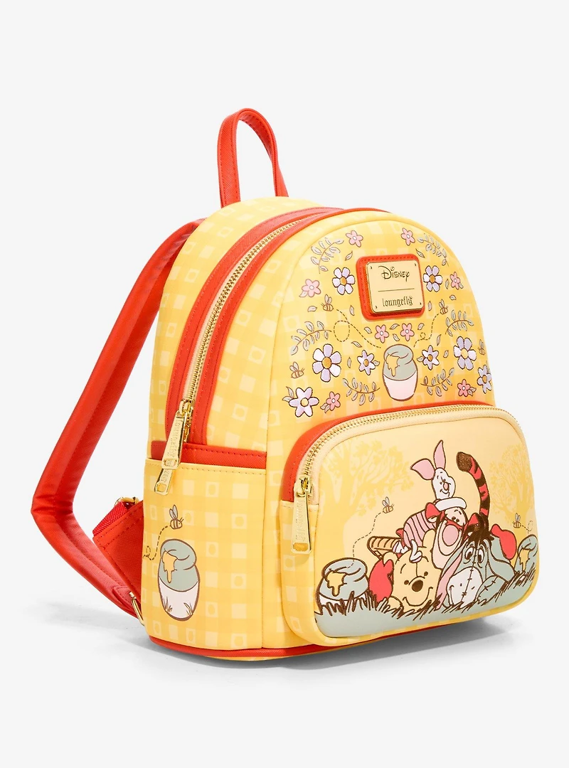 Loungefly Disney Winnie the Pooh Floral Gingham Mini Backpack