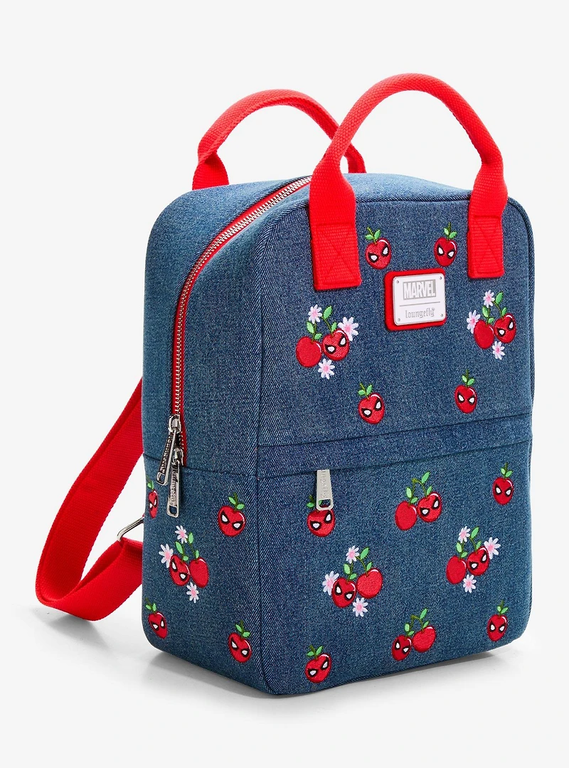 Loungefly Marvel Spider-Man Cherries Denim Mini Backpack - BoxLunch Exclusive