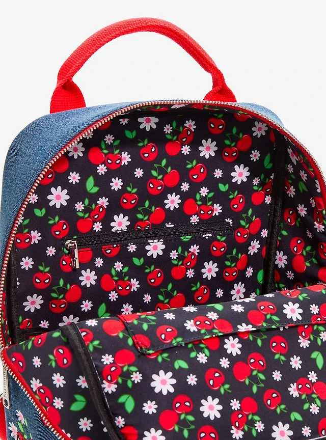 Marvel Boxlunch Spider Wreath Mini Backpack - Black/Green/Red Marvel Comics Loungefly Marvel Spider-Man Heart Pocket Mini  main image 2