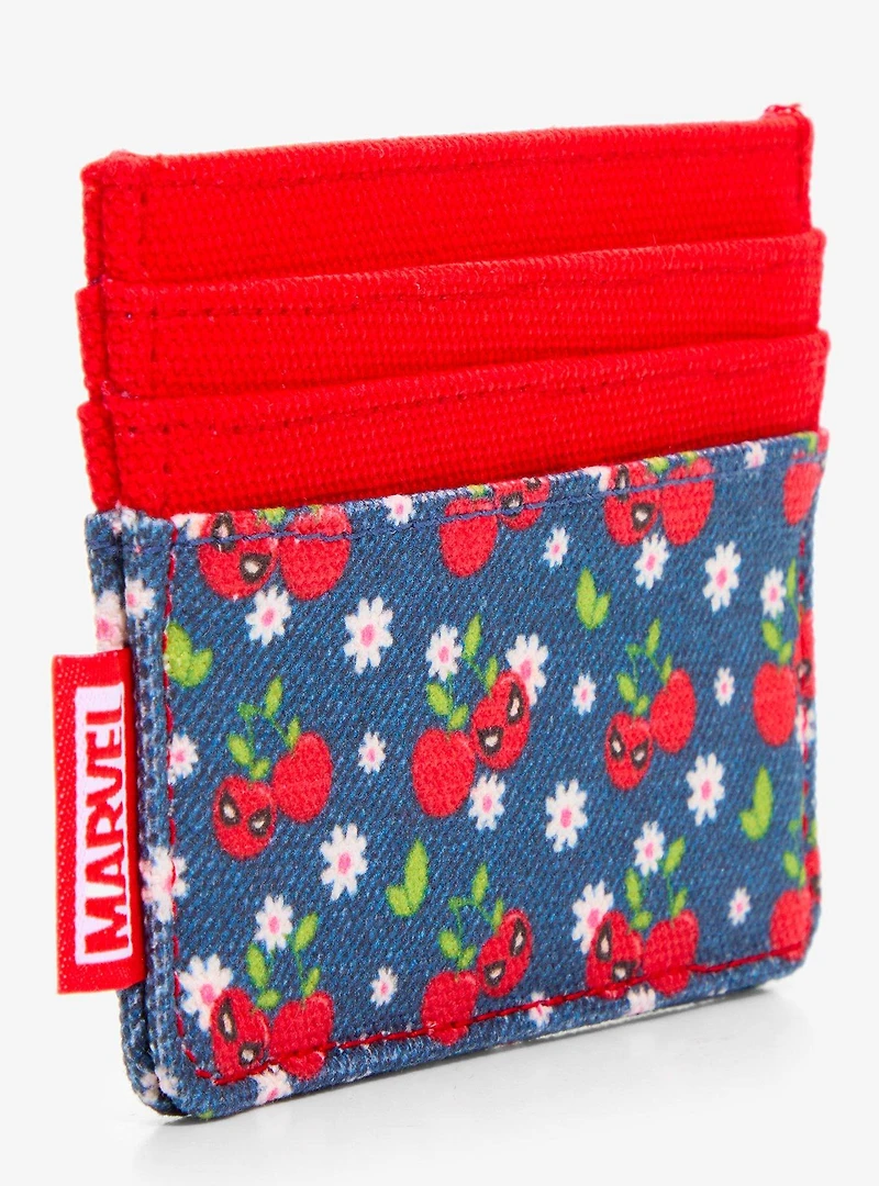 Loungefly Marvel Spider-Man Floral Cherries Denim Cardholder - BoxLunch Exclusive