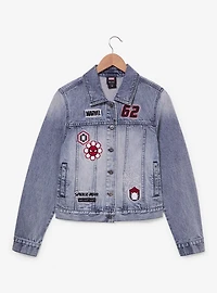 Marvel Spider-Man Embroidered Patches Women's Cropped Denim Jacket - BoxLunch Exclusive