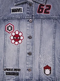 Marvel Spider-Man Embroidered Patches Women's Cropped Denim Jacket - BoxLunch Exclusive