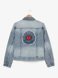 Marvel Spider-Man Embroidered Patches Women's Plus Cropped Denim Jacket - BoxLunch Exclusive