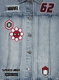 Marvel Spider-Man Embroidered Patches Women's Plus Cropped Denim Jacket - BoxLunch Exclusive