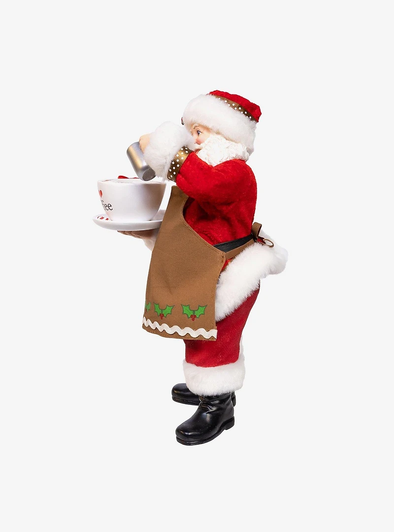 10.5-Inch Fabriche Santa with Oversized I Love Coffee Cup and Creamer