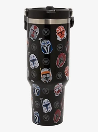 Star Wars Helmets Allover Print Travel Straw Tumbler