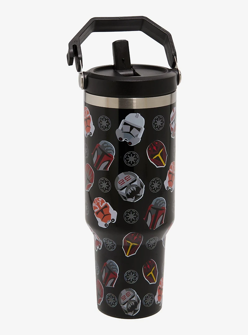 Star Wars Helmets Allover Print Travel Straw Tumbler