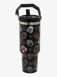 Star Wars Helmets Allover Print Travel Straw Tumbler